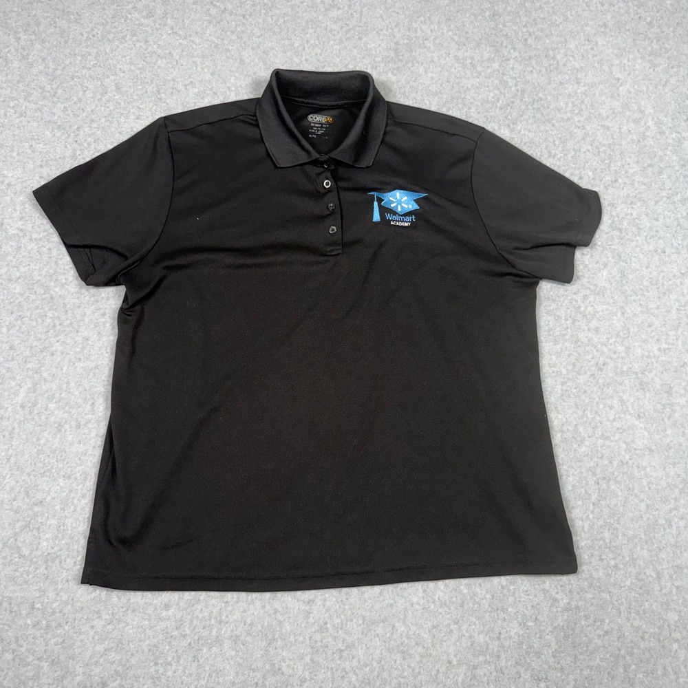 Walmart Academy Uniform Polo Shirt Womens XL Black Performance Short Sleeve